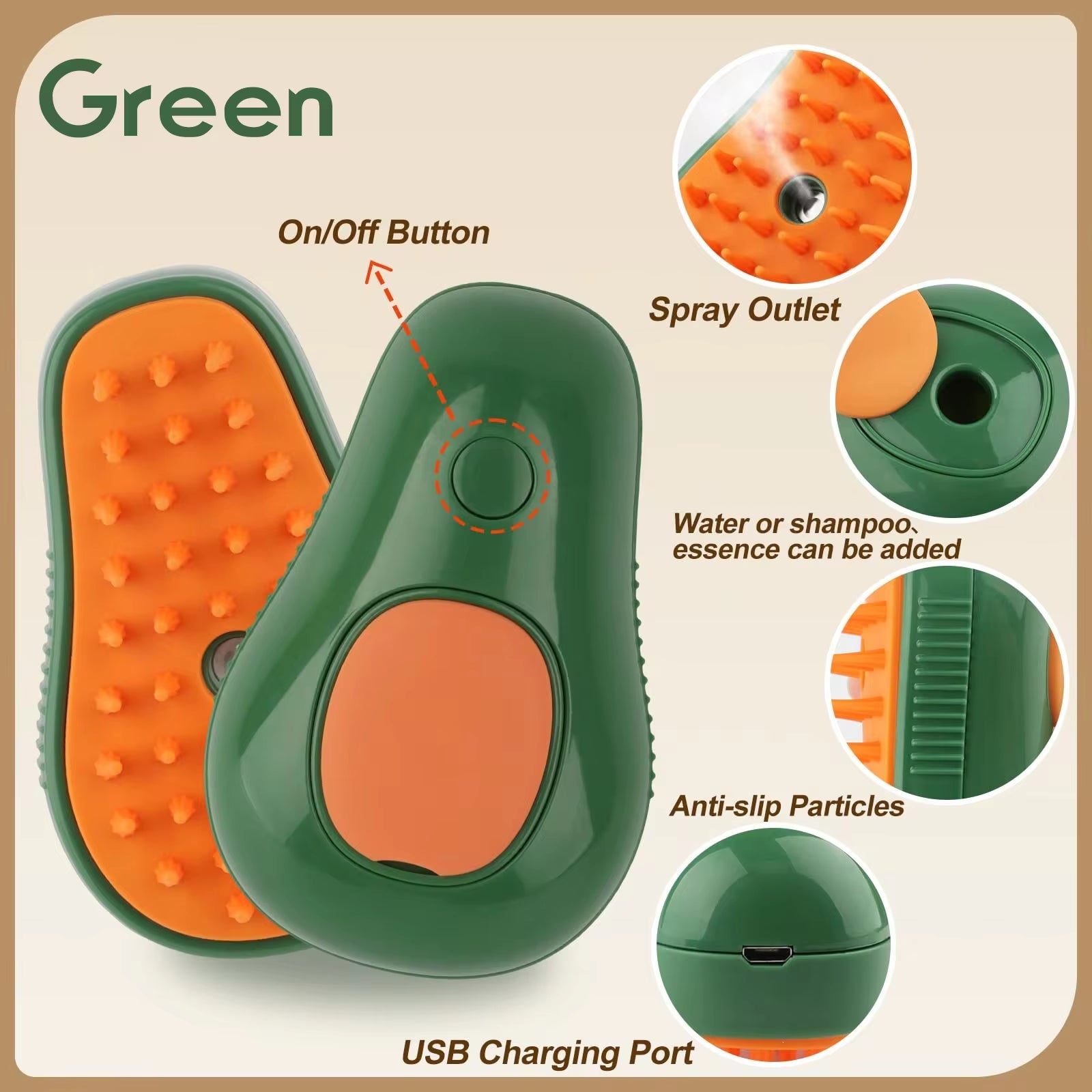 3-in-1 Electric Pet Grooming Brush with Steam, Spray, and Massage Functions for Cats and Dogs