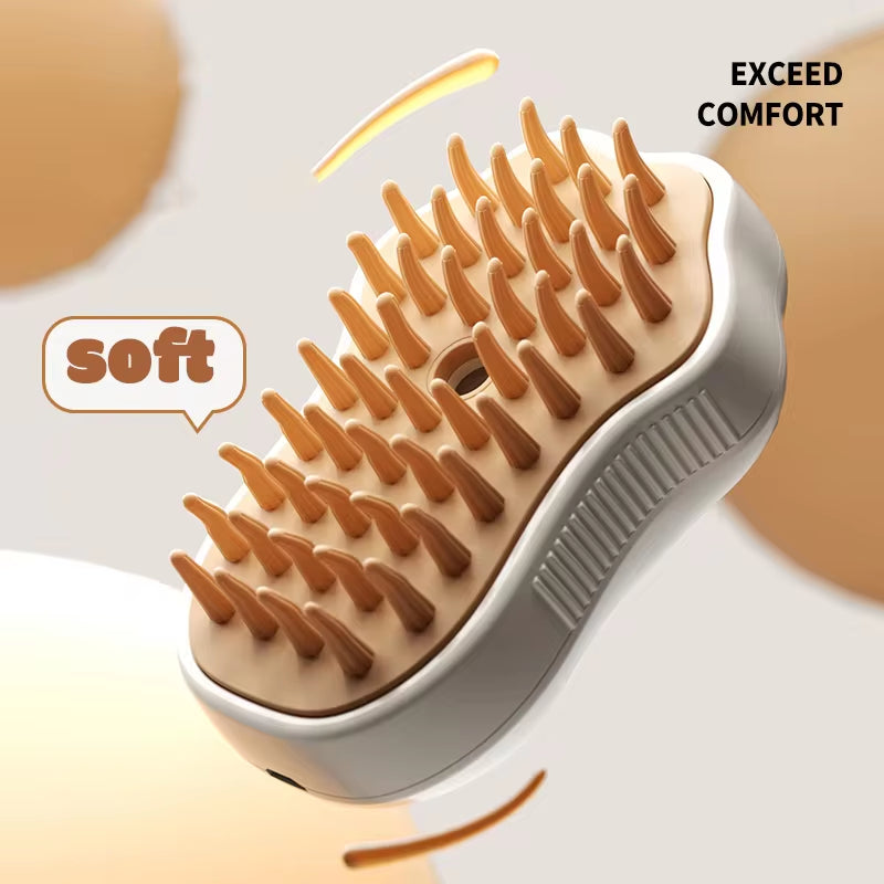 3-in-1 Electric Pet Grooming Brush with Steam, Spray, and Massage Functions for Cats and Dogs