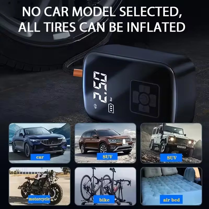 Wireless Electric Tire Inflator and Air Compressor for Vehicles and Inflatable Items